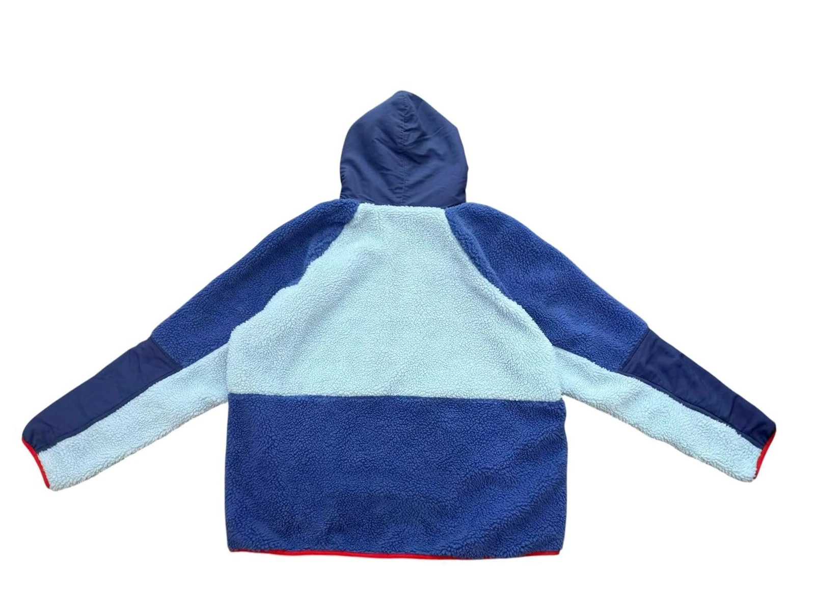 Color Block Hooded Sherpa Fleece Pullover Jacket Color Block Hooded Sherpa Fleece Pullover Jacket